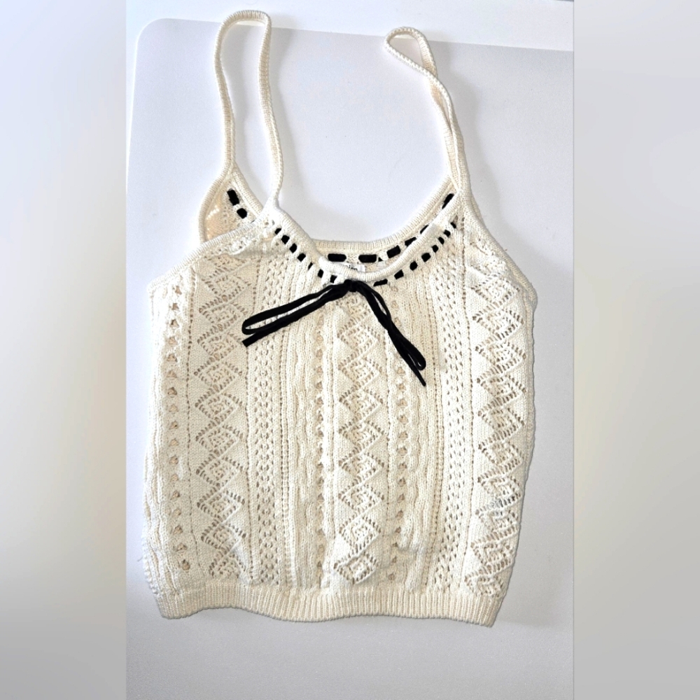 NWOT Reformation, crochet, sweater spaghetti strap top. Women's size S